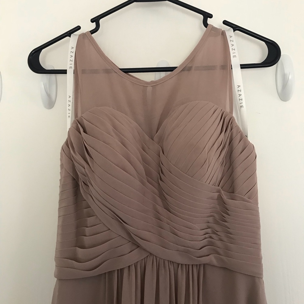 Taupe colored bridesmaid dress